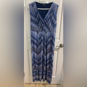 Mario Serrani Italy Blue White Maxi Dress Women’s Size XXL Cruise Resort Summer